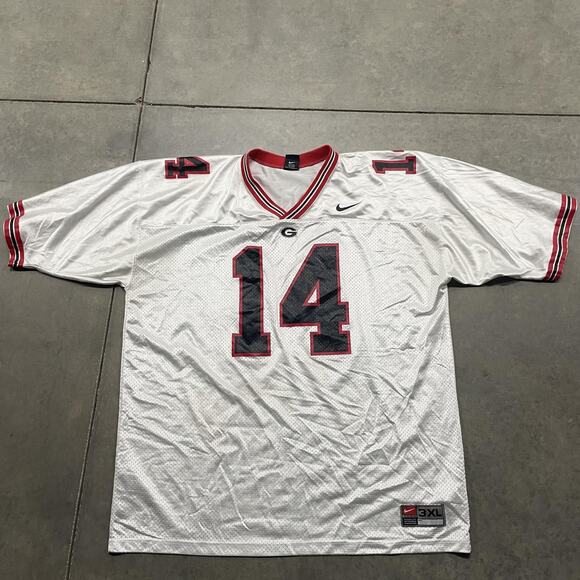 Georgia Bulldogs Jersey Mens 3XL White Red NCAA Football Mesh Number 14 Nike - Picture 1 of 7